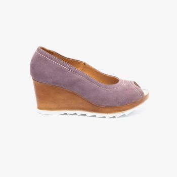 Pantofi dama casual cu platforma din piela naturala - 531-1 mov