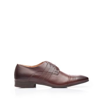 Pantofi eleganti barbati din piele naturala, Leofex - 115-2 ciocolata box de firma original