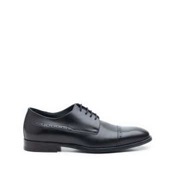 Pantofi eleganti barbati din piele naturala,Leofex - 510 negru box de firma original