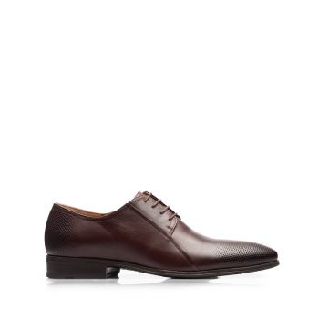 Pantofi eleganti barbati din piele naturala,Leofex - 743* Maro Box ieftin