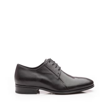 Pantofi eleganti barbati din piele naturala,Leofex - 743* negru box perforat ieftin