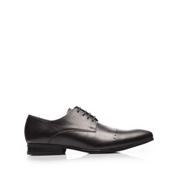 Pantofi eleganti barbati din piele naturala,Leofex - 821 negru de firma original