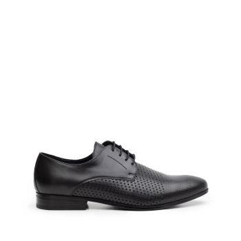 Pantofi eleganti barbati din piele naturala,Leofex - 823 negru box de firma original