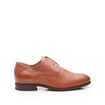 Pantofi eleganti barbati din piele naturala,Leofex - 887 cognac box la reducere