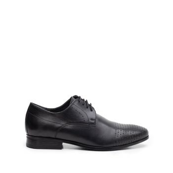 Pantofi eleganti barbati din piele naturala, Leofex - 888 negru la reducere