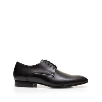 Pantofi eleganti barbati din piele naturala, Leofex - 889 negru box de firma original