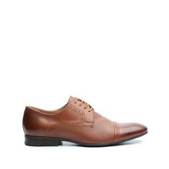 Pantofi eleganti barbati din piele naturala,Leofex - 891 Cognac Box de firma original