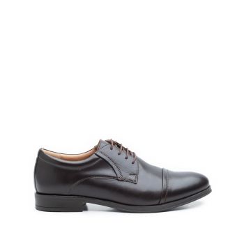 Pantofi eleganti barbati din piele naturala, Leofex - 930 maro box de firma original