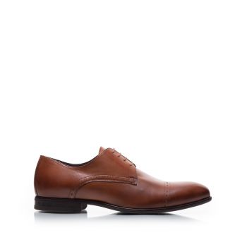 Pantofi eleganti barbati din piele naturala,Leofex - 931 Cognac Box de firma original