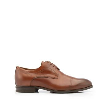 Pantofi eleganti barbati din piele naturala, Leofex - 932 cognac box ieftin