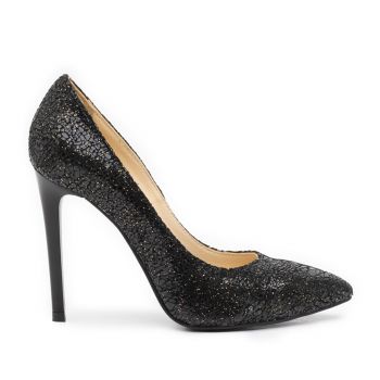 Pantofi stiletto dama din piele naturala - 139 Negru Sifonat ieftini