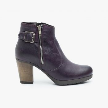 Botine dama din piele naturala Leofex- 460 Mov box ieftine
