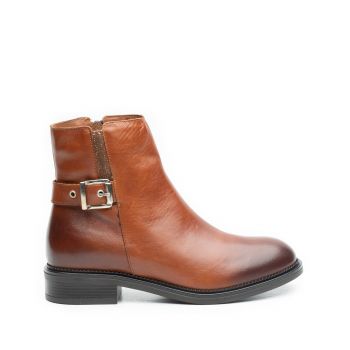 Botine dama din piele naturala, Leofex - 557-1 Cognac Box