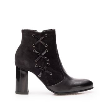 Botine dama elegante din piele naturala - Arien Negru Box Velur la reducere