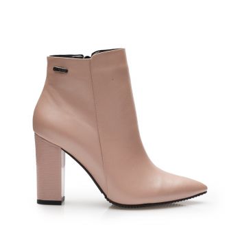 Botine elegante damă din piele naturală - 3225 Roz Pudra