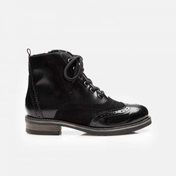 Ghete dama din piele naturala, Leofex - 457 Negru florantic velur