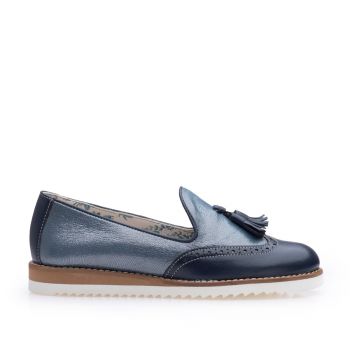 Mocasini casual damă din piele naturală, Leofex - 203 Blue Box