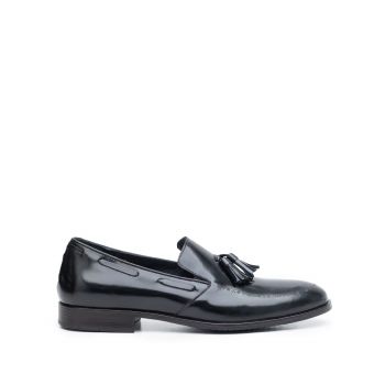Pantofi barbati eleganti din piele naturala cu ciucuri, Leofex - 515 Negru Florantic ieftin