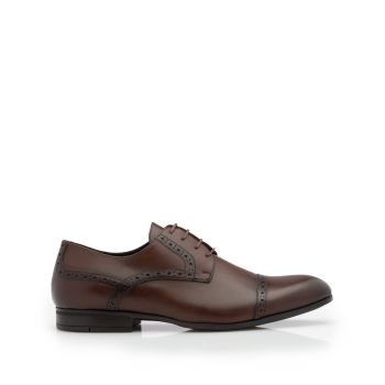Pantofi barbati eleganti din piele naturala,Leofex -1022 Maro Box ieftin