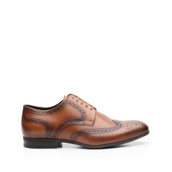 Pantofi barbati eleganti din piele naturala Leofex- 1023 Cognac Box la reducere