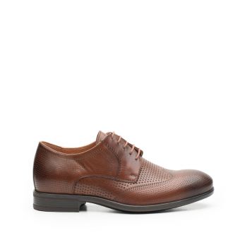Pantofi barbati eleganti din piele naturala Leofex - 573 Cognac box la reducere