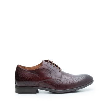 Pantofi barbati eleganti din piele naturala Leofex - 573 Red wood Box de firma originali