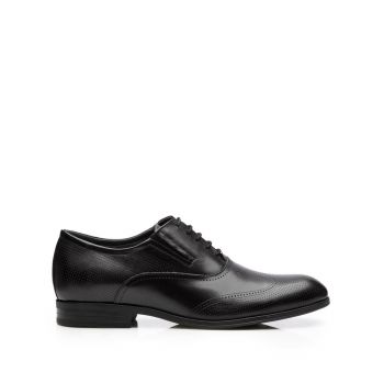 Pantofi bărbaţi eleganţi din piele naturală, Leofex-581 Negru Box ieftin