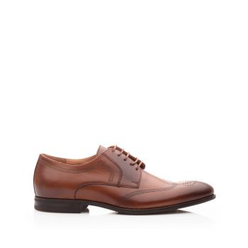 Pantofi barbati eleganti din piele naturala,Leofex - 583 Cognac Box de firma originali