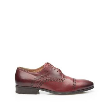 Pantofi barbati eleganti din piele naturala Leofex- 748 Visiniu Box de firma original