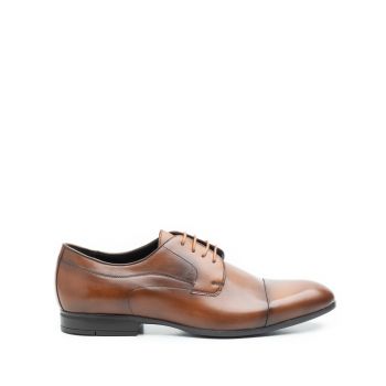 Pantofi barbati eleganti din piele naturala Leofex - 832-1 Cognac Box de firma original
