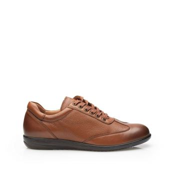 Pantofi barbati sport din piele naturala Leofex-518 Cognac Box ieftin