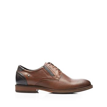 Pantofi casual bărbați din piele naturală, Leofex - 629 Maro + Blue Box ieftin