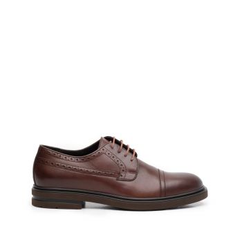 Pantofi casual barbati din piele naturala Leofex - 1000 Red Wood Box ieftin