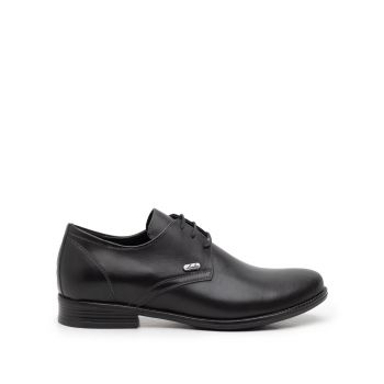 Pantofi casual barbati din piele naturala, Leofex - 578 negru box de firma original