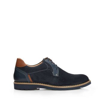 Pantofi casual barbati din piele naturala Leofex- 590 Blue velur ieftin