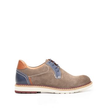 Pantofi casual barbati din piele naturala Leofex - 590 Taupe Velur de firma original