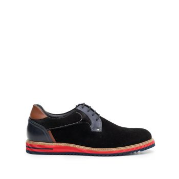 Pantofi casual barbati din piele naturala, Leofex - 591 negru velur ieftin