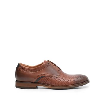 Pantofi casual barbati din piele naturala Leofex - 592 Cognac Box ieftin