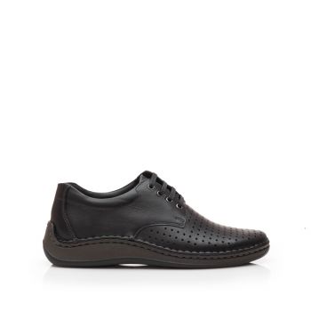 Pantofi casual barbati din piele naturala,Leofex - 594 Negru Box de firma original