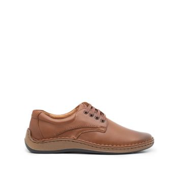 Pantofi casual barbati din piele naturala, Leofex - 918 Cognac Box ieftin
