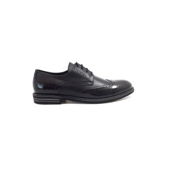 Pantofi casual barbati din piele naturala, Leofex - 979 negru box+lac de firma originali