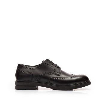 Pantofi casual barbati din piele naturala, Leofex- 996 Negru Box de firma original