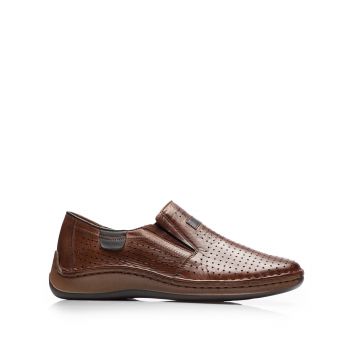 Pantofi casual barbati, perforati din piele naturala,Leofex - 595 Camel Box de firma original
