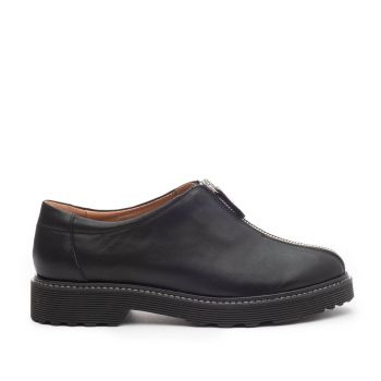 Pantofi casual dama cu fermoar din piele naturala,Leofex - 285-1 Negru box ieftina