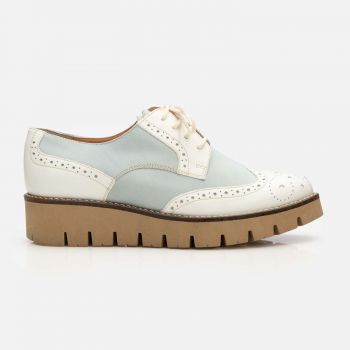 Pantofi casual dama din piele naturala, Leofex - 012-1 Alb Turquoise Box