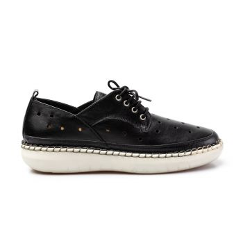 Pantofi casual dama din piele naturala, Leofex - 242 negru box de firma originala