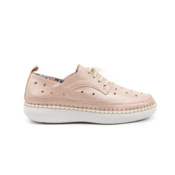 Pantofi casual dama din piele naturala, Leofex - 242 Nude metalizat ieftina