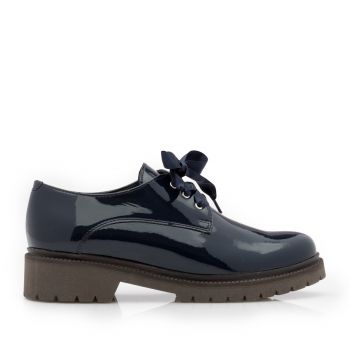 Pantofi casual dama din piele naturala, Leofex - 286 Blue lac de firma originala