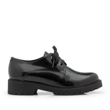 Pantofi casual dama din piele naturala, Leofex - 286 Negru lucios