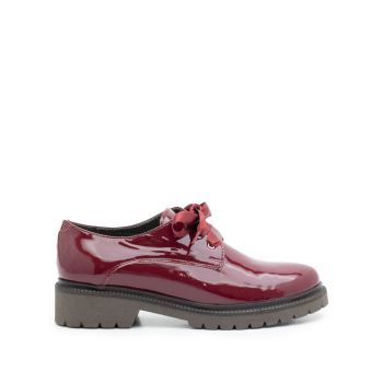 Pantofi casual dama din piele naturala, Leofex - 286 Visiniu lac de firma originala